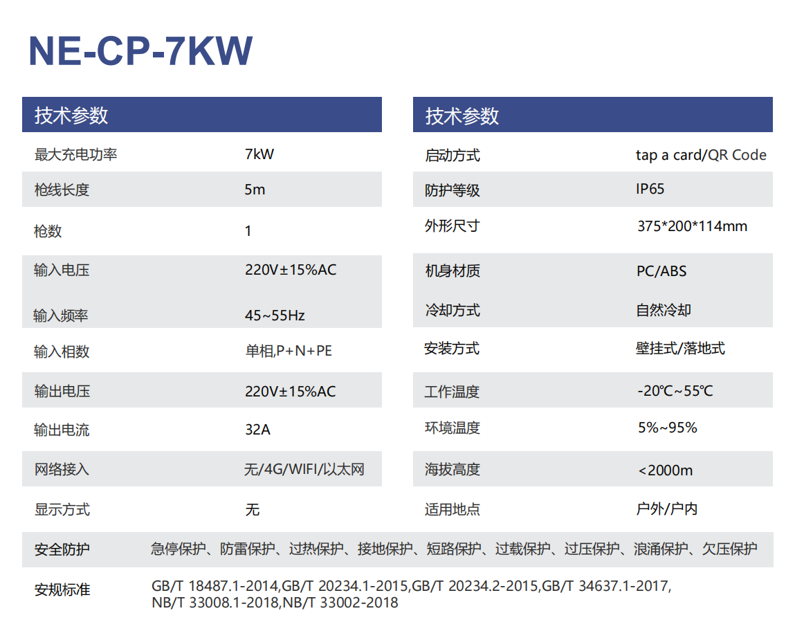 交流充电桩NE-CP-7KW